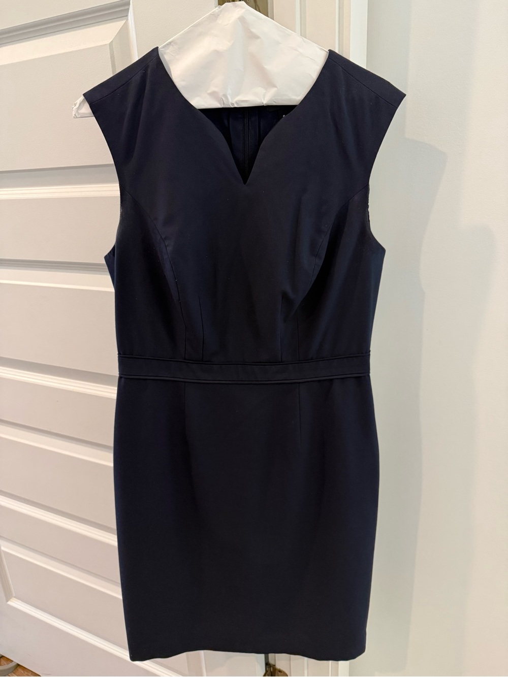 The Limited Navy V-Notch Sleeveless Sheath Dress